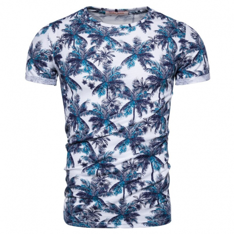 Camiseta Estampa Floral Moda Praia Verão Elástica Estilo Casual Moderno Confortável Masculino