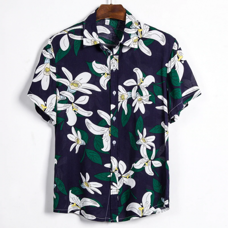 Camisa Estampa Floral Masculina Estilo Verão Elegante Fashion Casual Moda Havaiano
