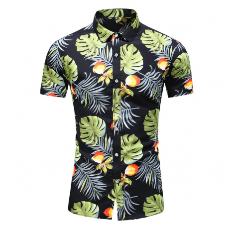 Camisa Verão Masculino Estilo Havaiano Estampa Folhagens Moda Praia Férias Elegante Casual