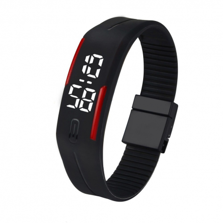 Relógio Bracelete em LED Digital Estilo Esportivo Casual Treinos Pulseira de Silicone Flexivel