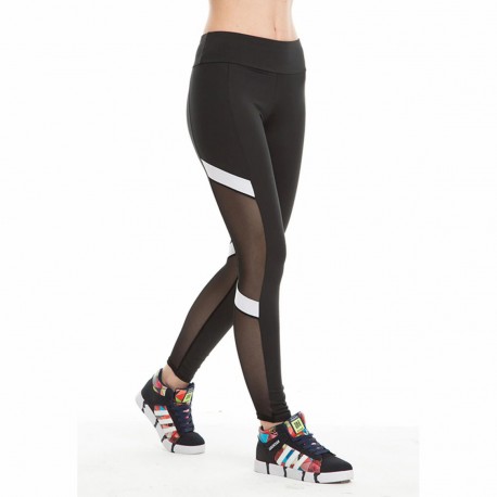 Calça Legging Esportiva Transparente Sexy com Listras Lateral Treinos Yoga Casual Confortável