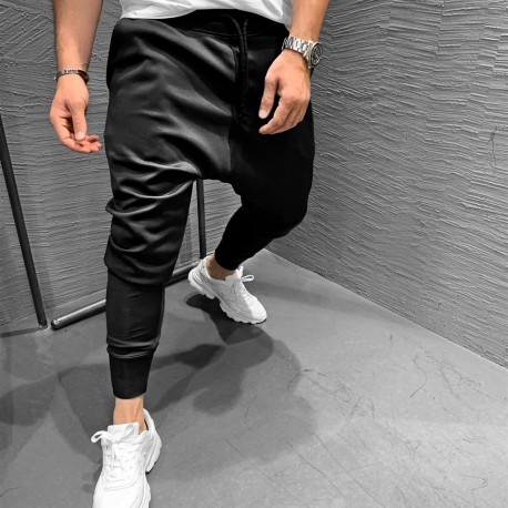 Calça Jogger Harém Masculina Estilo Streetwear Moderno Moda Hip Hop com Cintura Elástica Macia