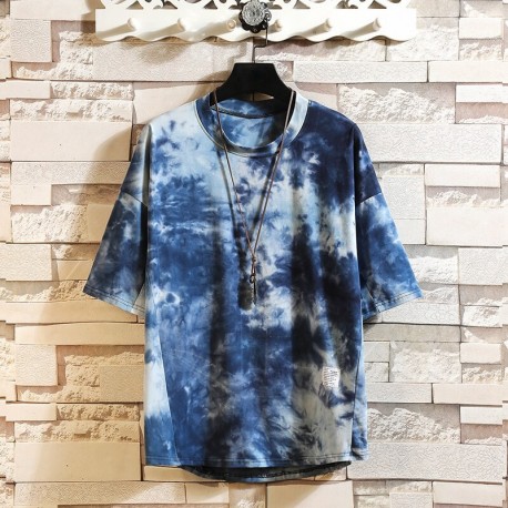 Camiseta Hip Hop Masculina Estampa Tie Dye Estilo Streetwear Fashion Moderno Confortável Macia