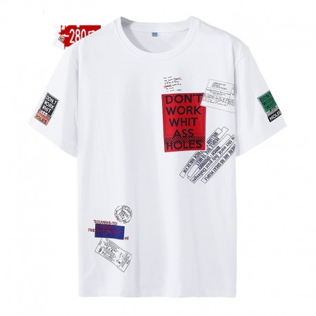 Camiseta Masculina com Estilo Hip Hop Estampada Personalizada Manga Curta Gola O Confortável