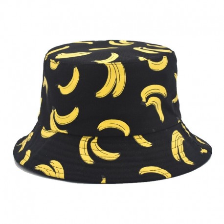 Chapéu Bucket Hat com Estampa de Bananas Divertidas com Estilo Casual Dobrável Confortável