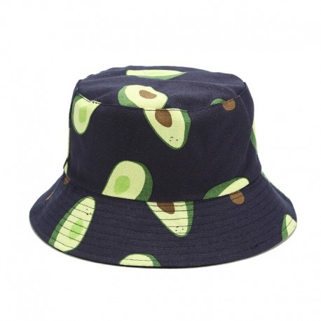 Chapéu Bucket Hat Balde com Dupla Face com Estampa Frutas Abacate Estilo Pescador Confortável