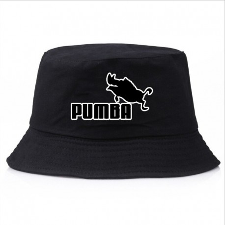 Chapéu Bucket Hat Preto Estampado Pumba Rei Leão Dobrável Moda Verão Fashion Moderno Confortável