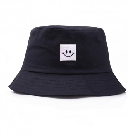 Chapéu Bucket Hat Moda Praia com Estilo Verão Casual Pescador Balde Básico Bordado Emoji Feliz