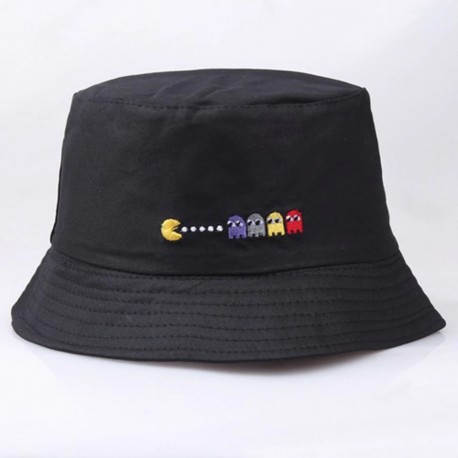 Chapéu Bucket Hat Balde Pescador Dobrável Bordado Pac Man Jogo Divertido Moderno Confortável