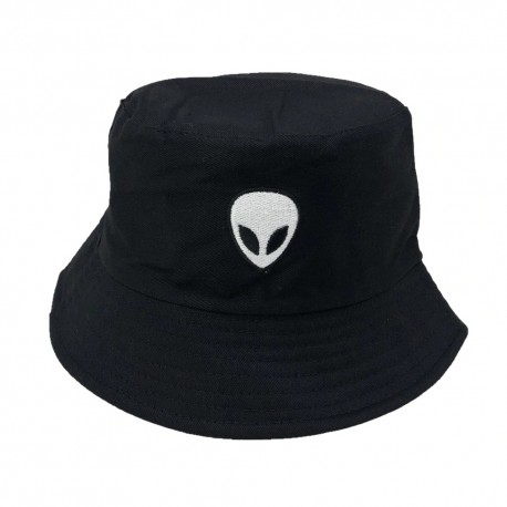 Chapéu Bucket Hat com Dupla Face Bordada Alienígina ET Dobrável com Estilo Hyper Unissex Macia