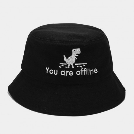 Chapéu Balde Bucket Hat Dinossauro do Game Google Bordado You Are Offline Dobrável Moda Pescador