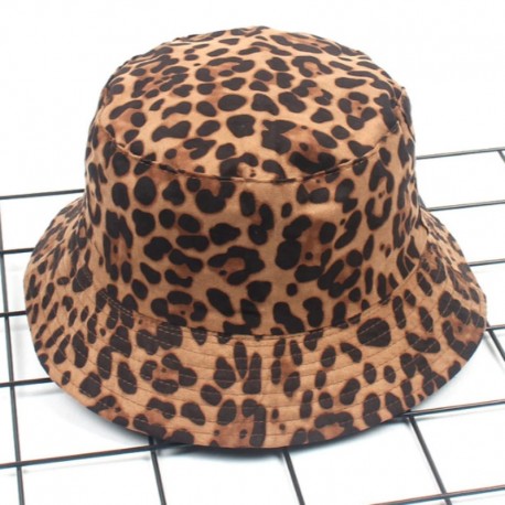 Chapéu Balde Bucket Hat Pescador com Dupla Face com Estampa Leopardo Dobrável Moda Verão Praia