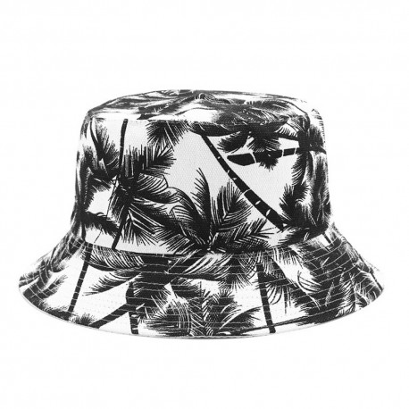 Chapéu Bucket Hat Balde Moda Praia Estilo Verão Férias com Dupla Face Estampa Coqueiros Confortável Leve