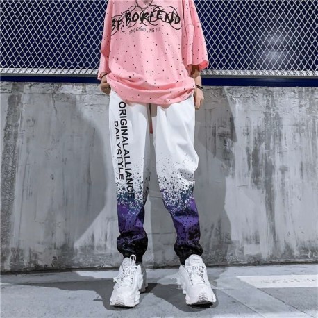 Calça Jogger Feminina com Estilo Streetwear Hip Hop Moderna Bolso Estampada Colorida Fashion