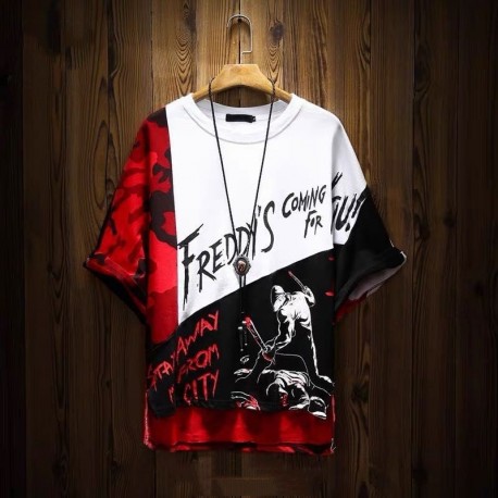 Camiseta Streetwear Masculina com Estilo Hype Estampada em Color Block Moda Hip Hop Confortável