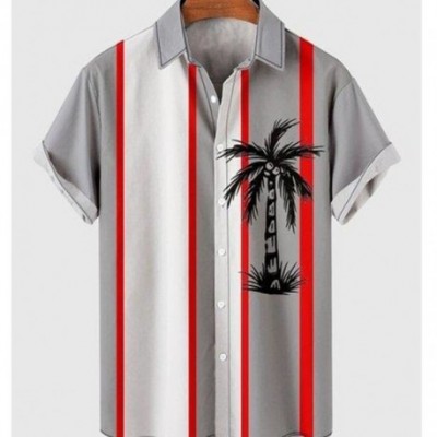 Camisa Masculina de Praia Com Estampa de Coqueiro Com Estilo Havaiano