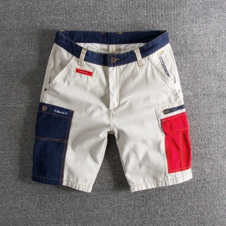 Bermuda Cargo Masculina de Verão Jeans Com Bolso Múltiplo Estilo Hip