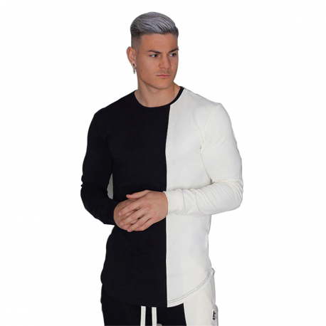 Camiseta Black & White Moda Casual Esportiva Masculina Inverno Manga Longa