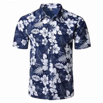 Camisa Havaiana Masculina Florada Praia Moda Casual Verão com Botão