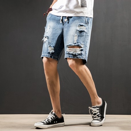 short jeans masculino rasgado branco