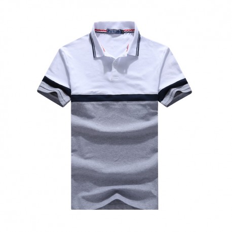 Camisa Gola Polo com Estampa Color Block com Listras Manga Curta Masculina Moda Formal Trabalho