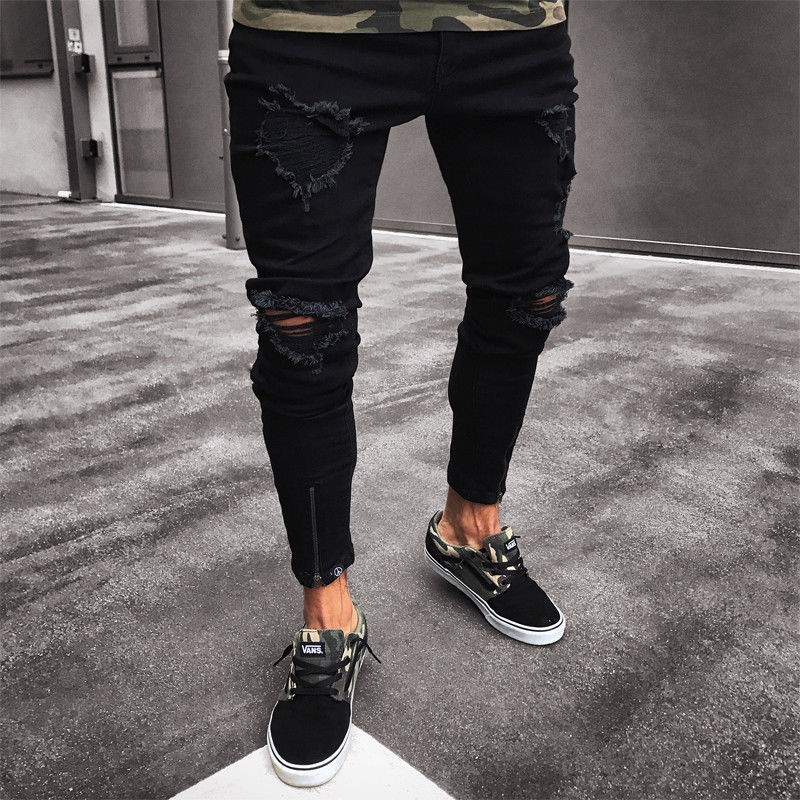 calças masculinas jeans preta