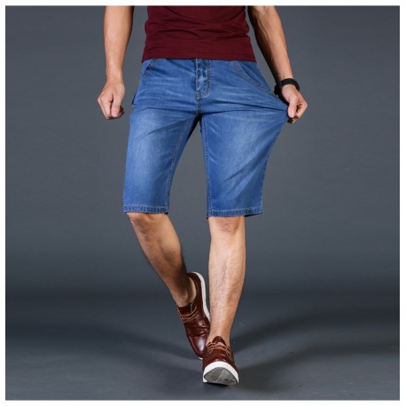 Bermuda Jeans Básica Elástica Casual Masculino Fashion Moda Verão