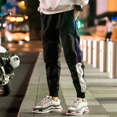 Calça com Listras Lateral Jogger Estilo Hip Hop Fashion Estampado Masculino