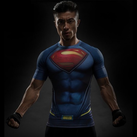 Camiseta Estampada Superman Esportiva Elástica Moda Treino Fitness Masculina