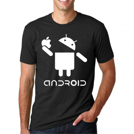 Camiseta Básica Estampada Android Apple Estilo Casual Dia a Dia Confortável Masculino