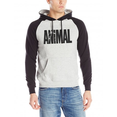 Blusão em Moletom Animal Bolso Canguru Estampado Moda Inverno com Capuz Masculino