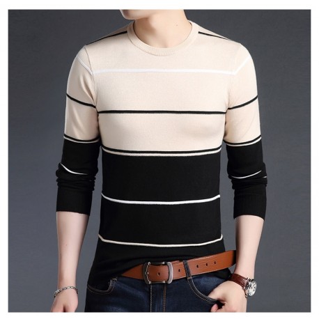 Blusão Listrado Color Block Moda Inverno Elegante Estilo Fashion  Masculino Confortável