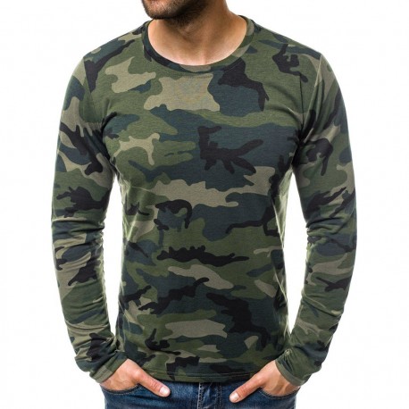 Camiseta Camuflada Manga Longa Moda Outono Fashion Confortável Estilo Militar Masculino