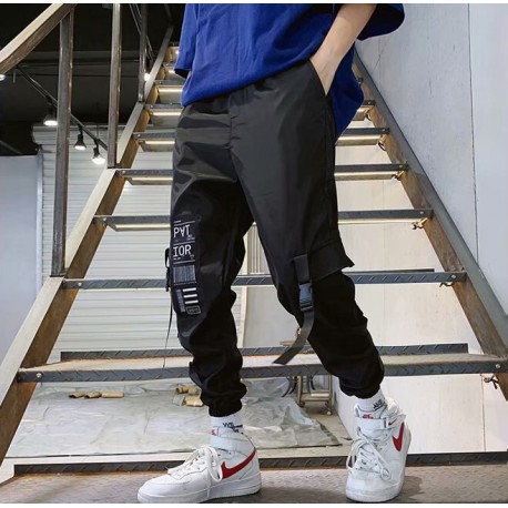 Calça Jogger Streetwear Cargo Bolso Lateral Estampado Moderno Cintura Elástica Estilo Masculino