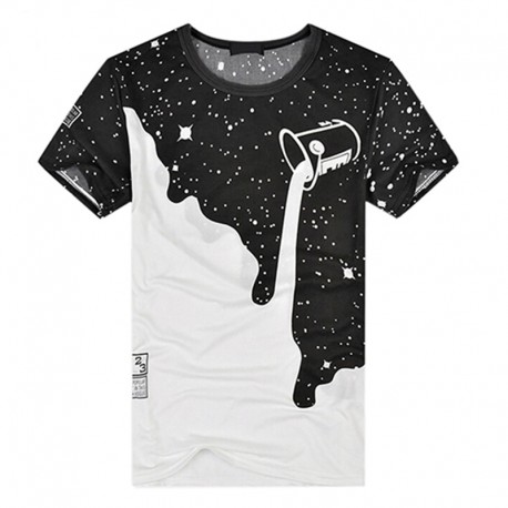 Camiseta Estampada Leite Derramado Galaxia Fashion Estilo Casual Moda Hyper Elástica Masculino