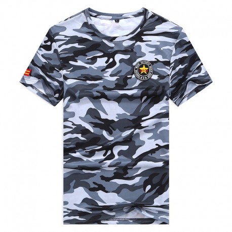 Camiseta Camuflada Estilo Militar Estampada Fashion Moda Casual Elástica Macio Masculino