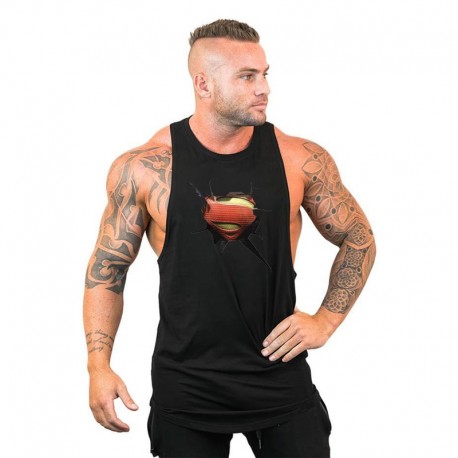 Camiseta Regata Estampada SuperMan Estilo Esportivo Moda Treino Fitness Casual Masculino