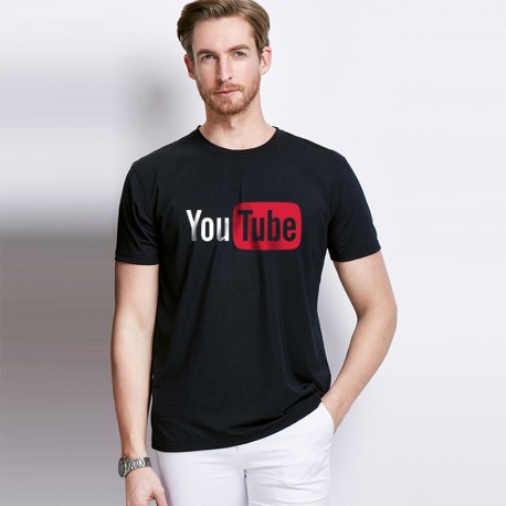 Camiseta Estampada You Tube Moda Casual Fashion Elástica Básica Estilo Masculino