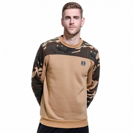 Blusão em Moletom Camuflado Color Block Estilo Hip Hop Militar Streetwear Moda Masculino